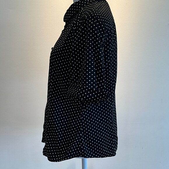Talbots Vintage Black Polka Dot Stretch Cotton Sateen - Picture 5 of 6
